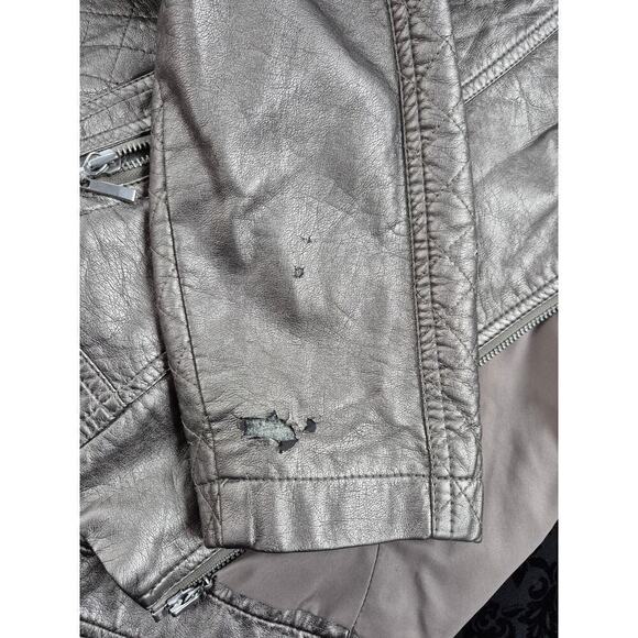Chico's Metalic Gold/ Bronze Biker Jacket Sz 2 - Picture 7 of 7